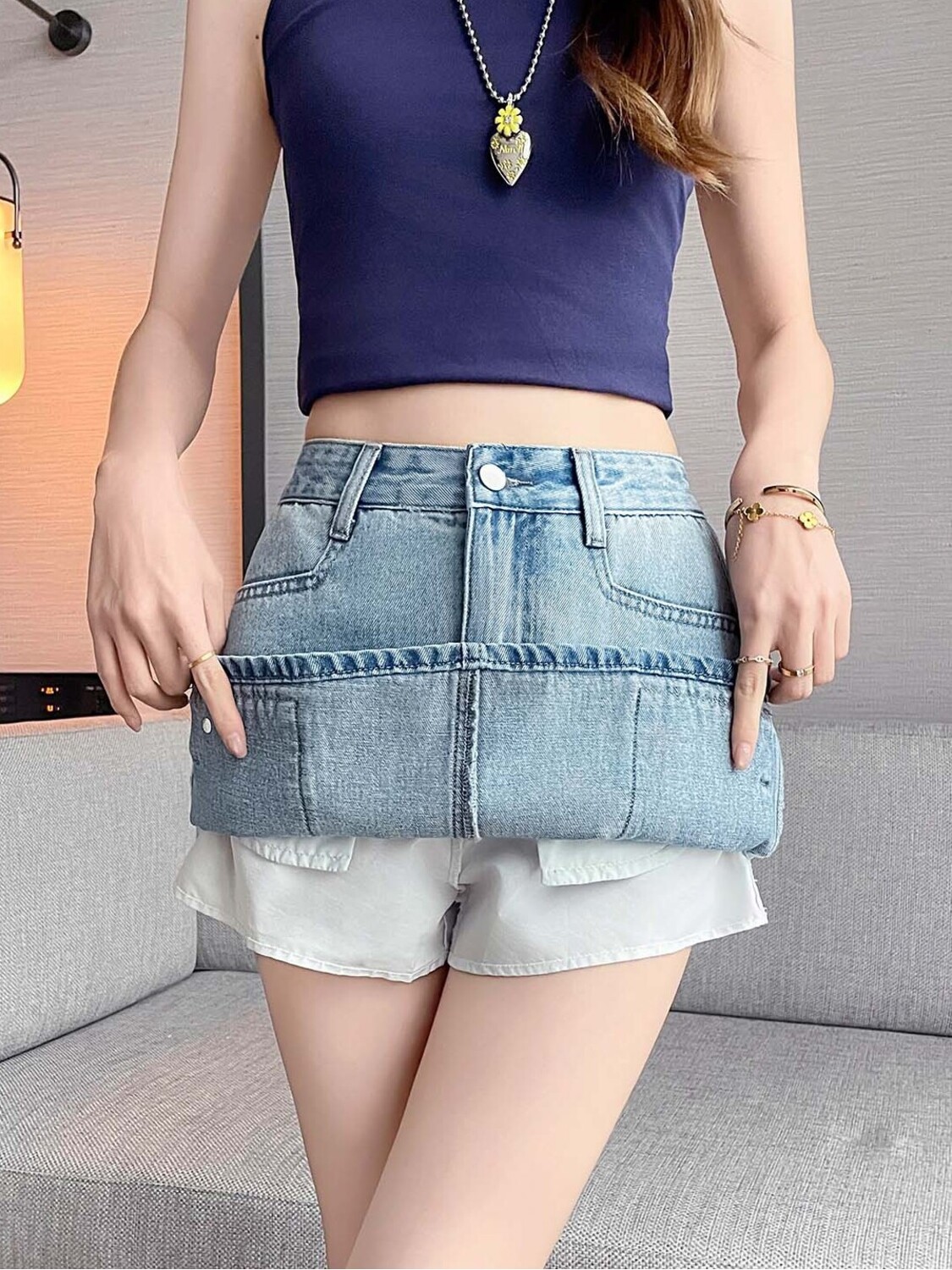 Women High Waist Cargo Denim M - Fly Line ulasan dan harga